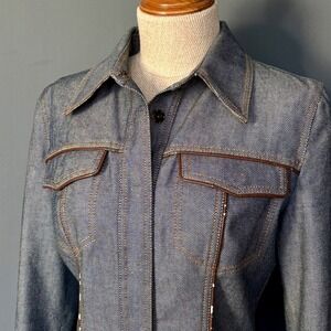 Vintage Dolce & Gabbana Denim Jacket | Sz 40 | Leopard Lined | Y2K